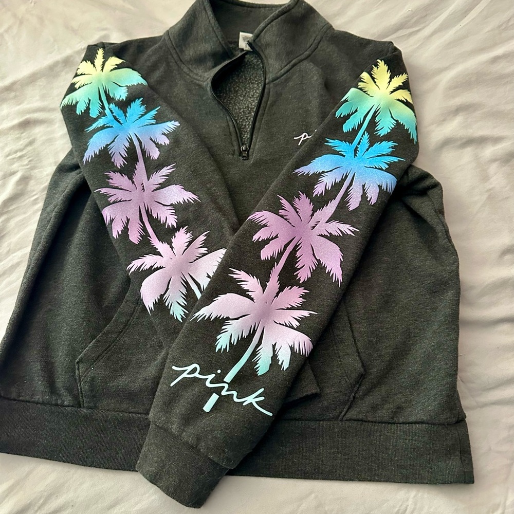 PINK Victoria's Secret Gray Fleece 3/4 Zip Sweatshirt and Leggings